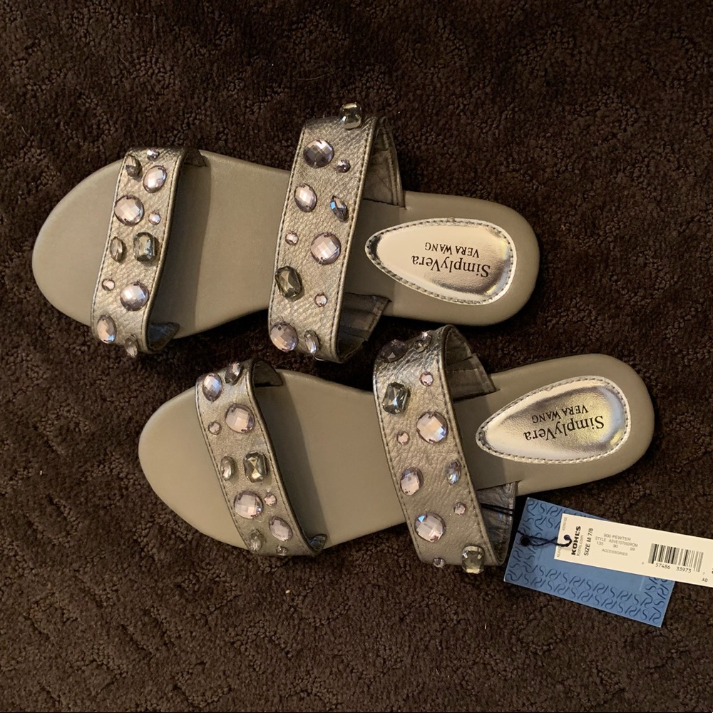 Simply Vera Vera Wang Sandals - Pewter - Size M 7/8